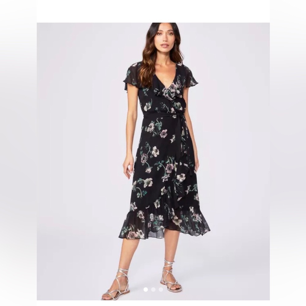PAIGE Palisades Black Floral Midi Dress